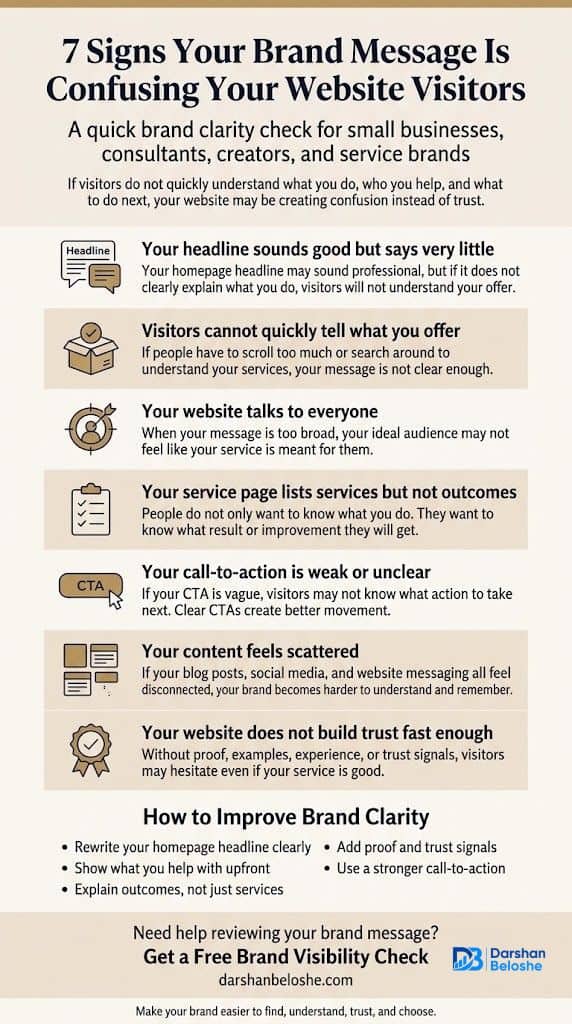 7 Signs Your Brand Message Is Confusing Your Website Visitors infographic