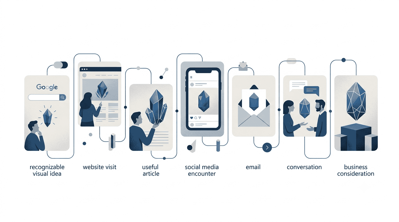 Repeated customer touchpoints building business recognition over time